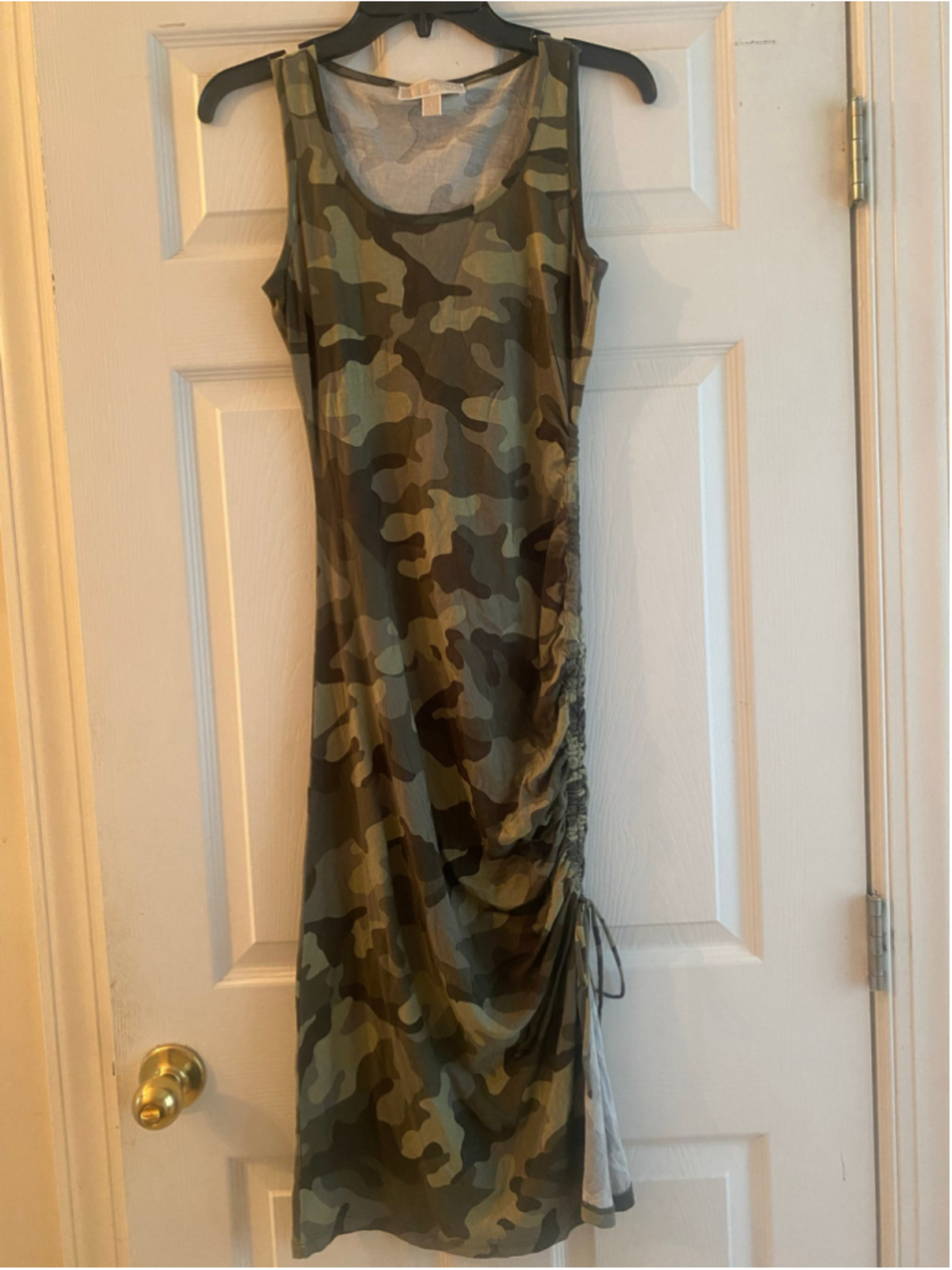 Michael Kors Camo print dress with side ruching - size small